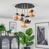 Koyoto ceiling light, globe light 45 cm brass, black, 5-light sources