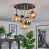 Koyoto ceiling light, globe light 45 cm brass, black, 5-light sources