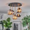 Koyoto ceiling light, globe light 45 cm brass, black, 5-light sources