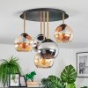 Koyoto ceiling light, globe light 45 cm brass, black, 5-light sources