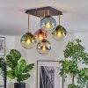 Gastor ceiling light, globe light gold, black, 5-light sources