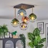 Gastor ceiling light, globe light gold, black, 5-light sources
