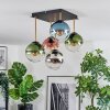 Gastor ceiling light, globe light gold, black, 5-light sources
