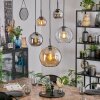 Koyoto hanging light, globe light, pendant light Amber, chrome, clear, Smoke-coloured, 5-light sources
