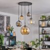 Koyoto hanging light, globe light, pendant light Amber, chrome, clear, Smoke-coloured, 5-light sources