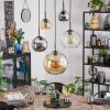 Koyoto hanging light, globe light, pendant light Amber, chrome, clear, Smoke-coloured, 5-light sources
