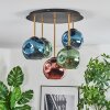 Ripoll ceiling light, globe light brass, black, 5-light sources