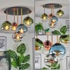 Gastor ceiling light, globe light brass, black, 5-light sources
