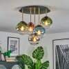Gastor ceiling light, globe light brass, black, 5-light sources