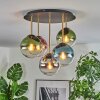 Gastor ceiling light, globe light brass, black, 5-light sources