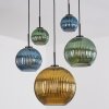 Koyoto hanging light, globe light, pendant light blue, gold, green, 5-light sources