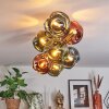 Ripoll ceiling light, globe light gold, black, 8-light sources
