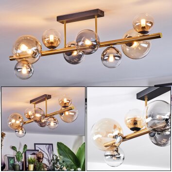 Chehalis ceiling light, globe light gold, black, 8-light sources