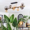 Chehalis ceiling light, globe light gold, black, 8-light sources