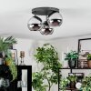 Koyoto ceiling light, globe light 30 cm chrome, Smoke-coloured, 3-light sources