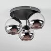 Koyoto ceiling light, globe light 30 cm chrome, Smoke-coloured, 3-light sources