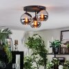 Koyoto ceiling light, globe light 30 cm chrome, Smoke-coloured, 3-light sources