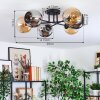 Koyoto ceiling light, globe light 59 cm Amber, chrome, Smoke-coloured, 6-light sources