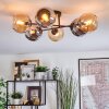 Koyoto ceiling light, globe light 59 cm Amber, chrome, Smoke-coloured, 6-light sources
