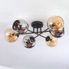 Koyoto ceiling light, globe light 59 cm Amber, chrome, Smoke-coloured, 6-light sources