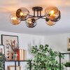 Koyoto ceiling light, globe light 59 cm Amber, chrome, Smoke-coloured, 6-light sources