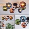 Koyoto ceiling light, globe light 59 cm blue, green, coppery, 6-light sources
