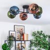 Koyoto ceiling light, globe light 59 cm blue, green, coppery, 6-light sources