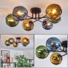 Koyoto ceiling light, globe light 59 cm blue, gold, green, 6-light sources