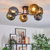 Koyoto ceiling light, globe light 59 cm blue, gold, green, 6-light sources