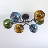 Koyoto ceiling light, globe light 59 cm blue, gold, green, 6-light sources