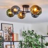 Koyoto ceiling light, globe light 59 cm blue, gold, green, 6-light sources