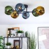 Koyoto ceiling light, globe light 59 cm blue, gold, green, 6-light sources