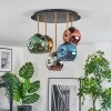 Ripoll ceiling light, globe light brass, black, 5-light sources