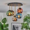 Ripoll ceiling light, globe light brass, black, 5-light sources