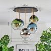 Gastor ceiling light, globe light brass, black, 5-light sources