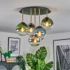 Gastor ceiling light, globe light brass, black, 5-light sources