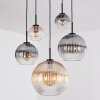 Koyoto hanging light, globe light, pendant light Amber, clear, Smoke-coloured, 5-light sources