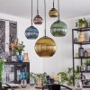 Koyoto hanging light, globe light, pendant light blue, gold, green, coppery, 5-light sources