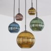 Koyoto hanging light, globe light, pendant light blue, gold, green, coppery, 5-light sources