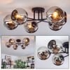 Koyoto ceiling light, globe light 59 cm chrome, Smoke-coloured, 6-light sources