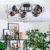 Koyoto ceiling light, globe light 59 cm chrome, Smoke-coloured, 6-light sources