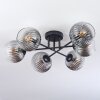 Koyoto ceiling light, globe light 59 cm clear, Smoke-coloured, 6-light sources