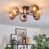 Koyoto ceiling light, globe light 59 cm clear, Smoke-coloured, 6-light sources