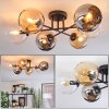 Koyoto ceiling light, globe light 59 cm Amber, chrome, clear, Smoke-coloured, 6-light sources