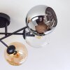 Koyoto ceiling light, globe light 59 cm Amber, chrome, clear, Smoke-coloured, 6-light sources