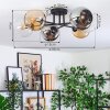 Koyoto ceiling light, globe light 59 cm Amber, chrome, clear, Smoke-coloured, 6-light sources