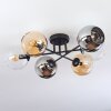 Koyoto ceiling light, globe light 59 cm Amber, chrome, clear, Smoke-coloured, 6-light sources