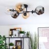 Koyoto ceiling light, globe light 59 cm Amber, chrome, clear, Smoke-coloured, 6-light sources