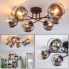 Koyoto ceiling light, globe light 59 cm chrome, clear, Smoke-coloured, 6-light sources