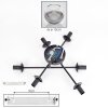 Koyoto ceiling light, globe light 59 cm chrome, clear, Smoke-coloured, 6-light sources